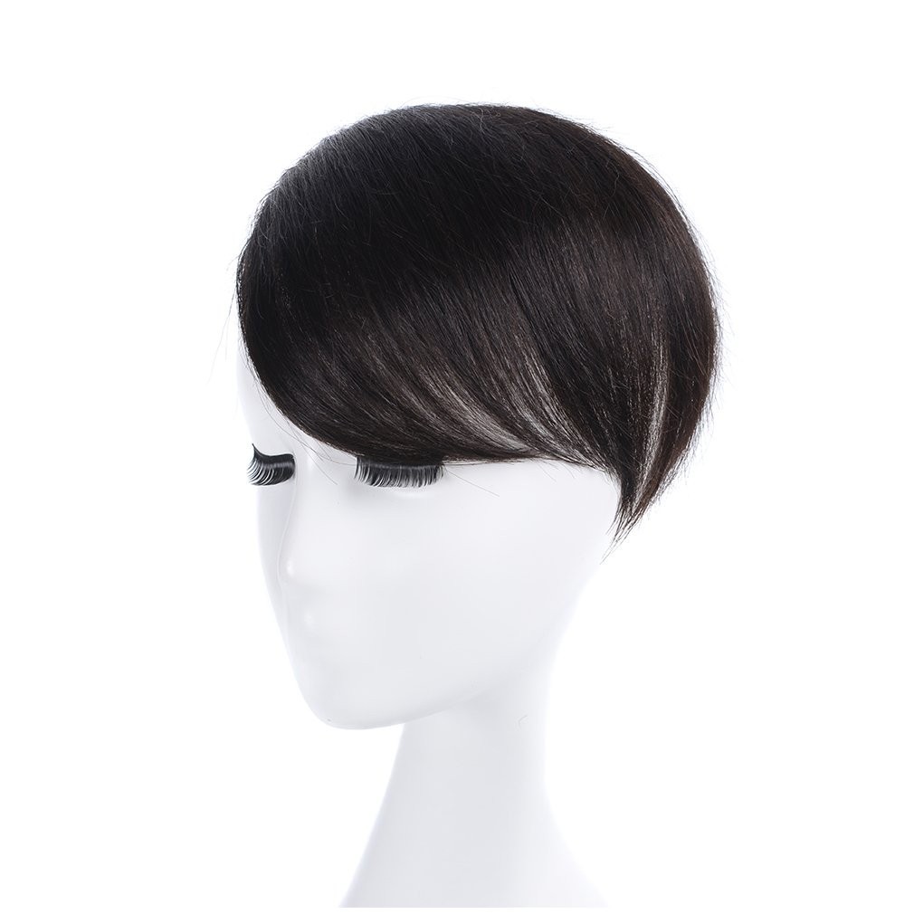 8″ Invisible Side-Swept Hair Bangs Clip In Topper 100% Human Hair Extension