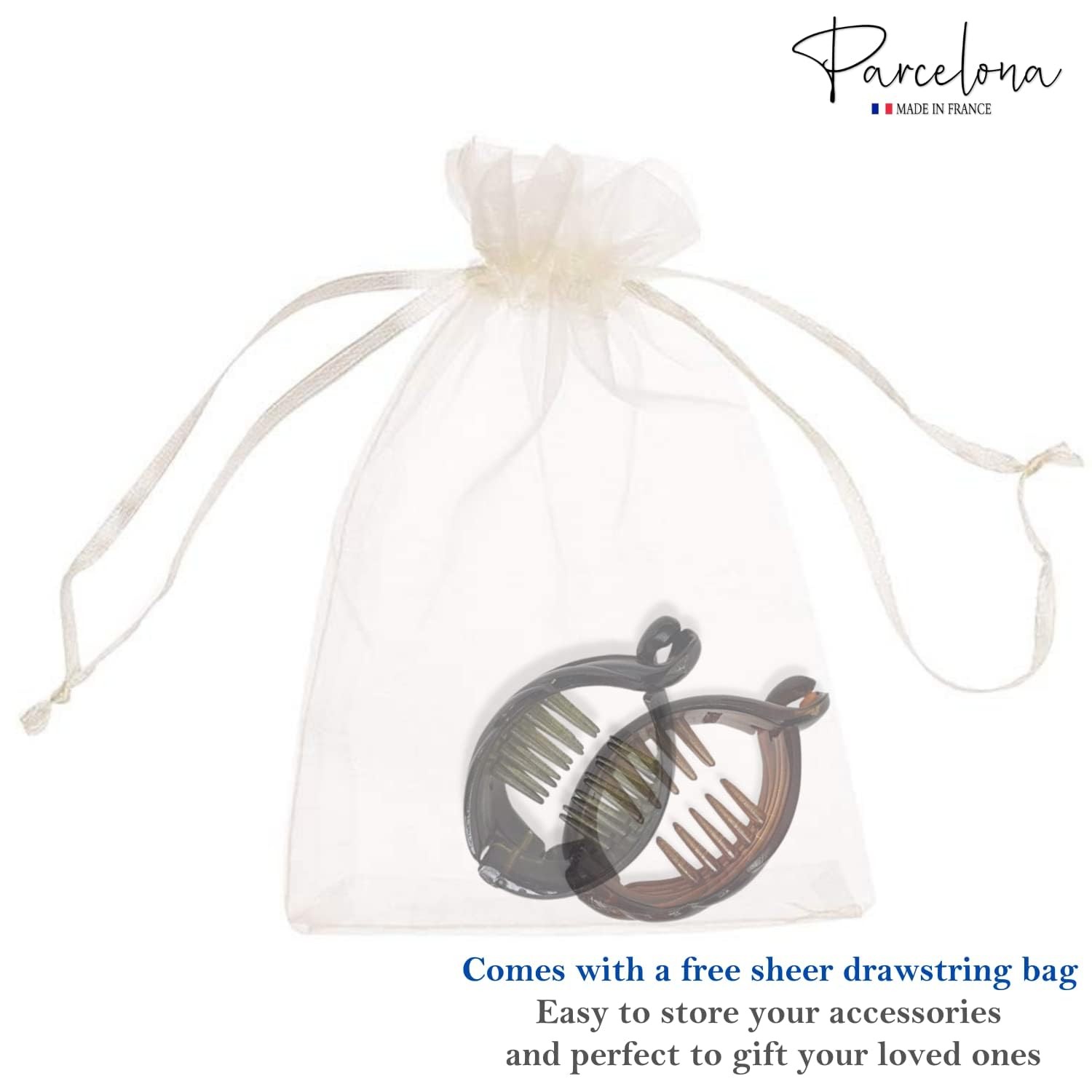 Parcelona French Snapper Medium 1 Count (Pack of 2), Black N Brown 2 1/4″