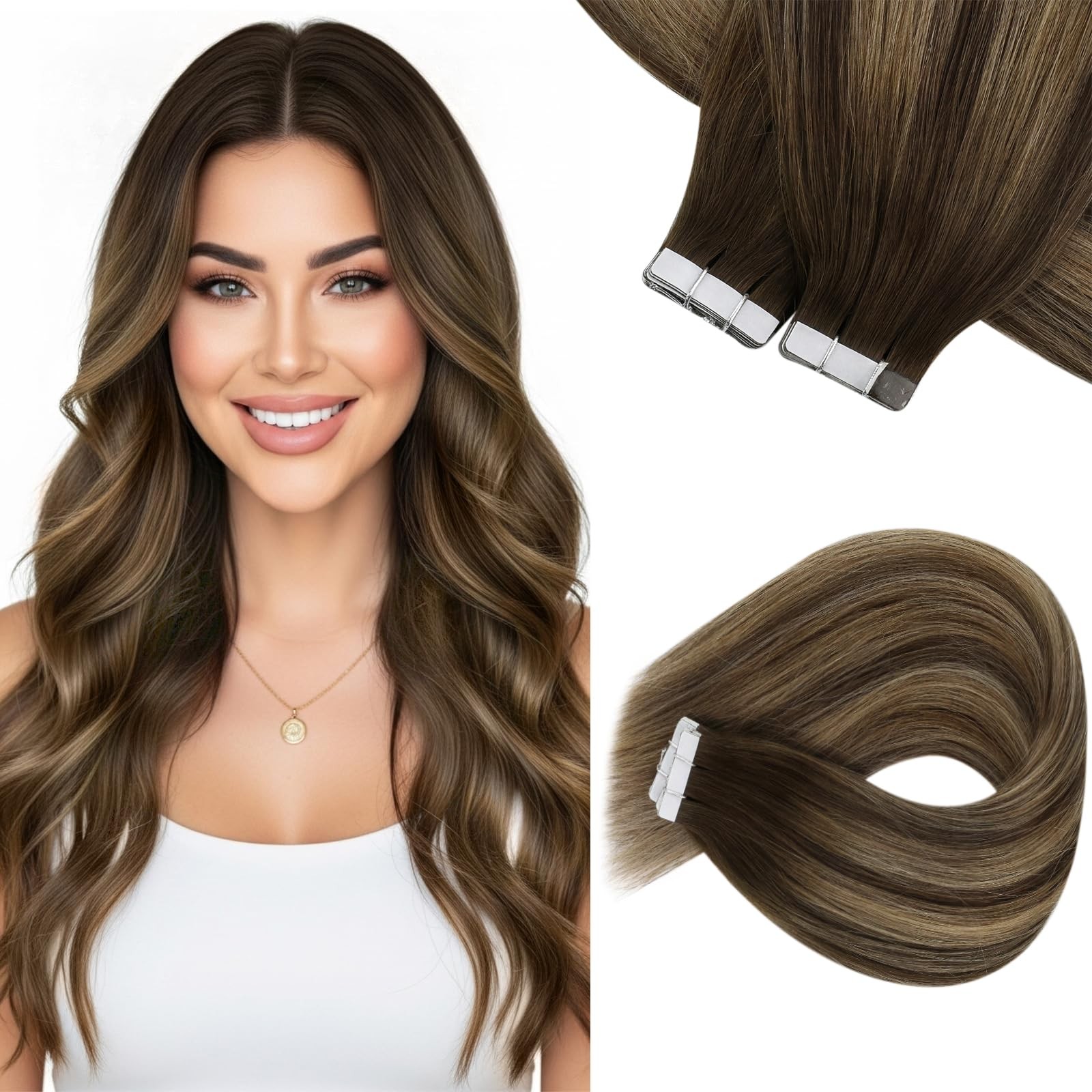 Tape in Extensions for Women Real Hair 40Pcs 18 Inch 100g Tape in Hair Extens…