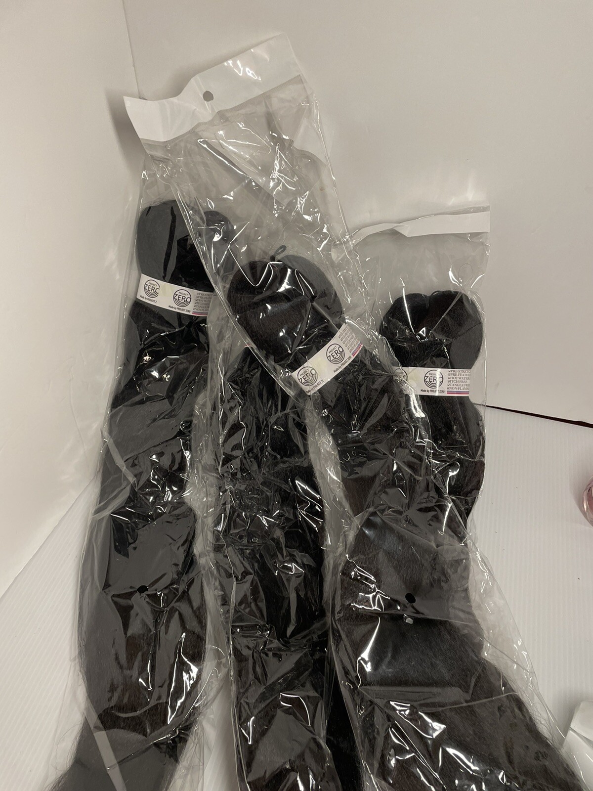Project Zero hair extensions lot of four new long black hair wig