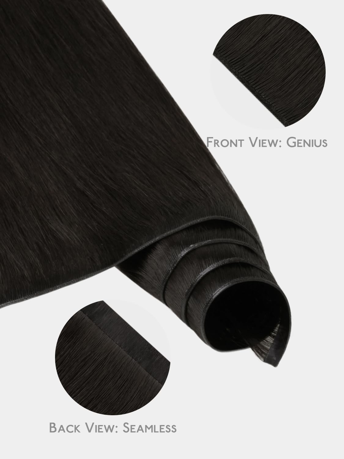 WENNALIFE Genius Weft Tape in Hair Extensions Human Hair 18 Inch 50g Natural Bla