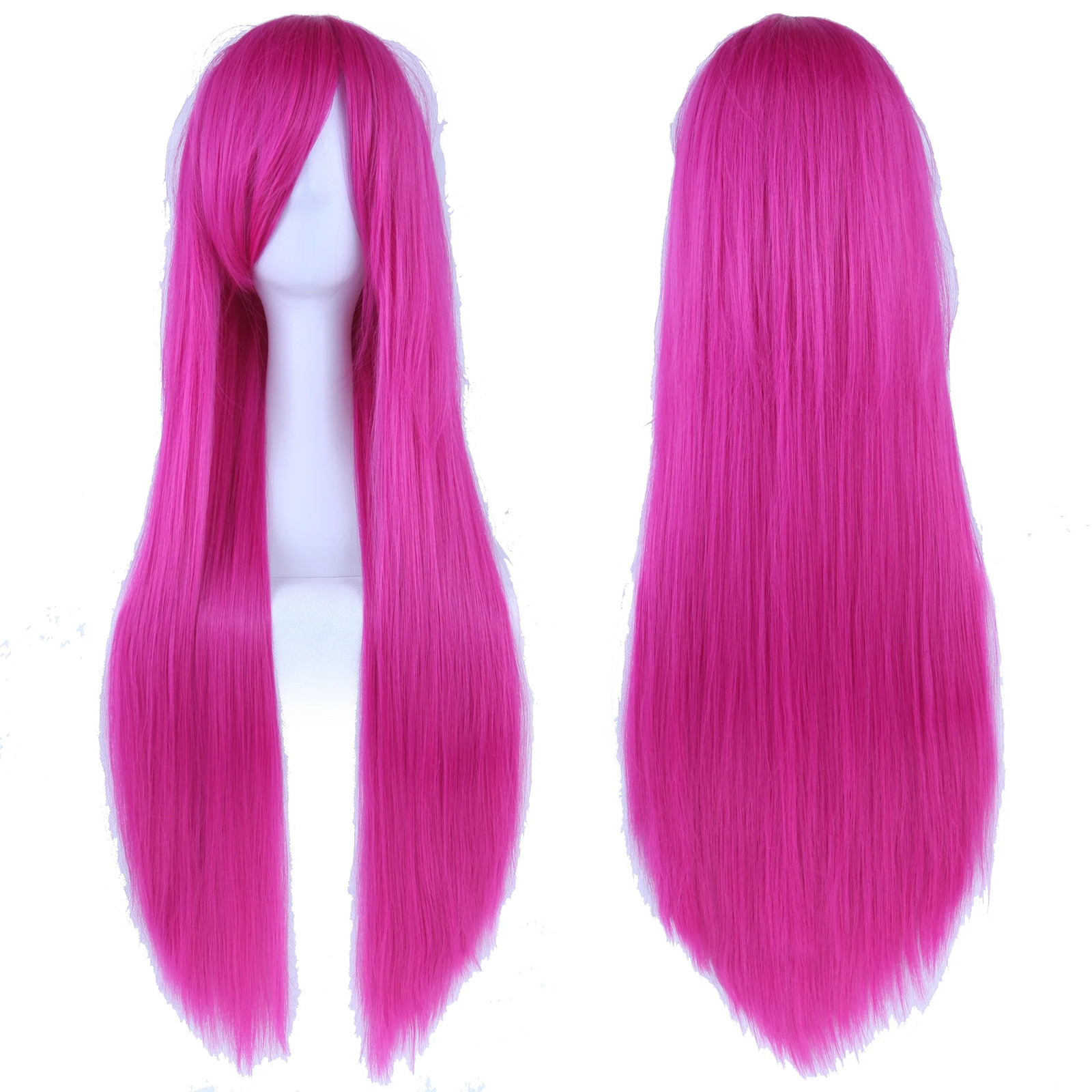 Long White Purple Black Straight Synthetic Cosplay Wig Party Hairpiece for Women