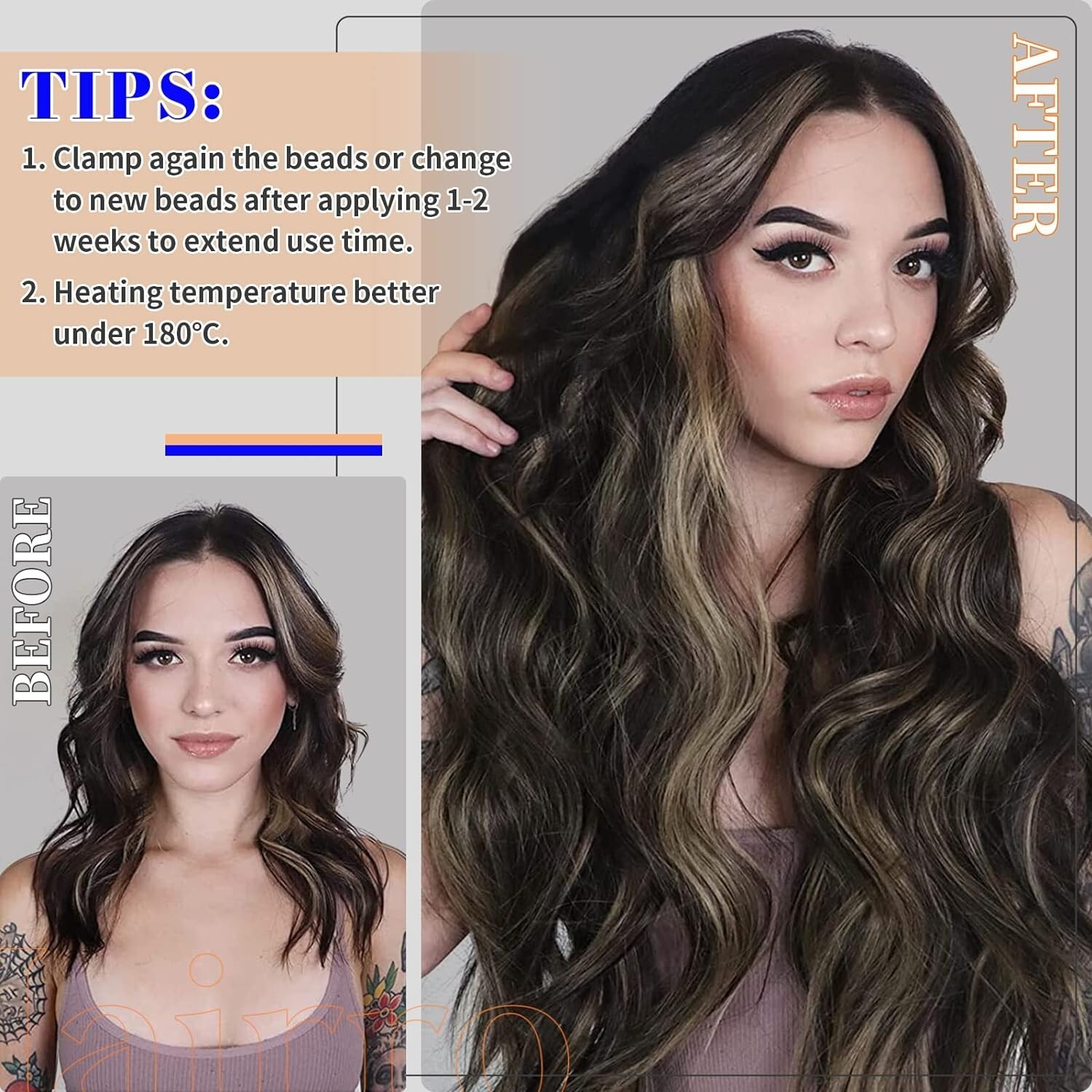 Hairro Microlinks Hair Extensions Human Hair 20 inch 50g 100 Strands #01 Black