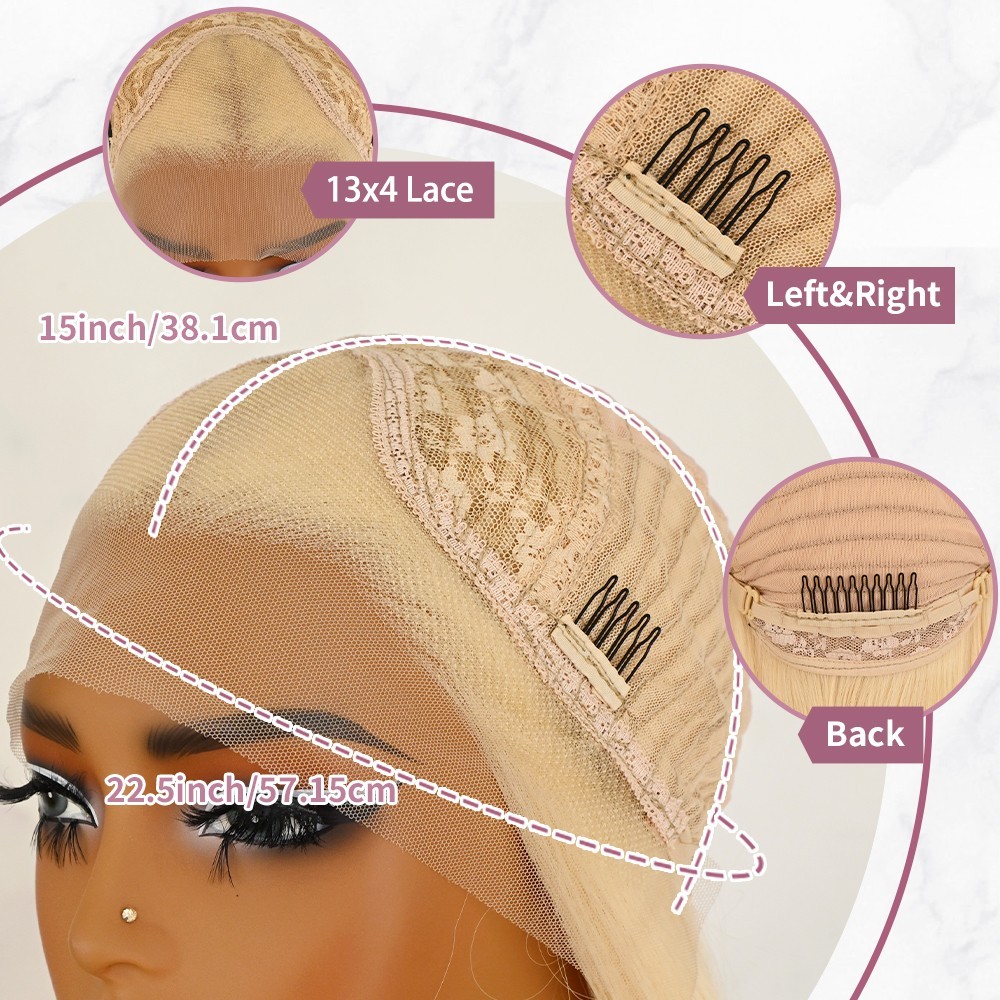 Synthetic Lace Front Wigs Pre Plucked Natural Hairline 613 Light Blonde Hair Wig