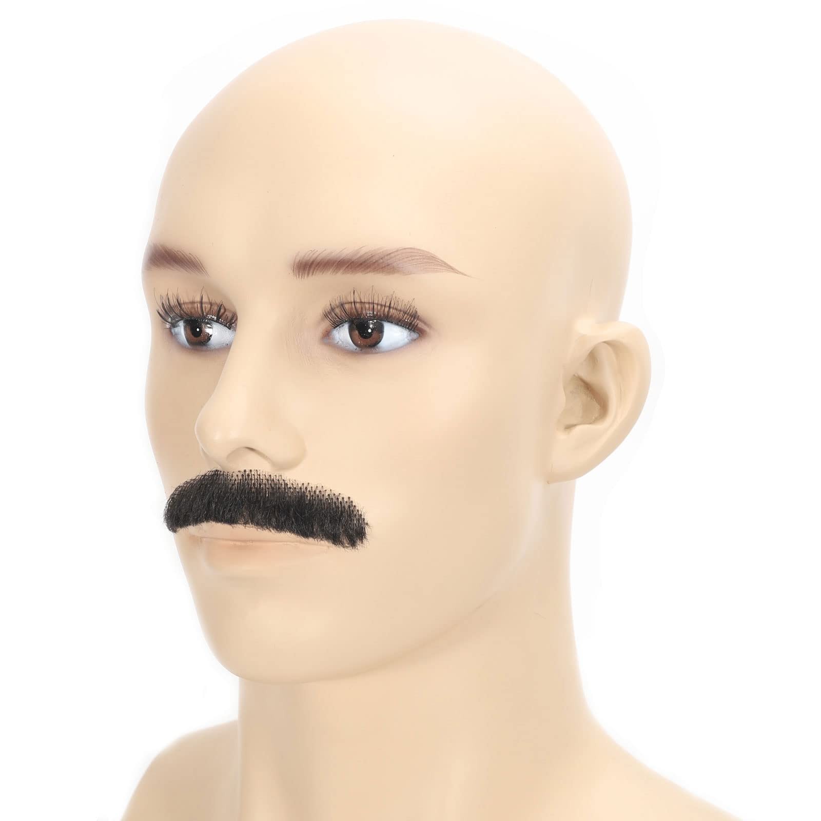 Natural Black 100% HandKnoted Synthetic Hair Realistic False Mustache Fake Beard