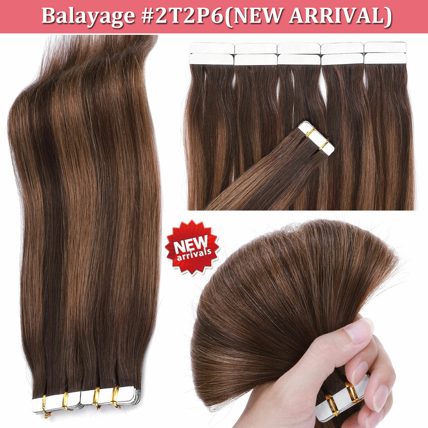 Seamless 100% Tape In Remy Human Hair Extensions Ombre Skin Weft 10/20/40/60PCS