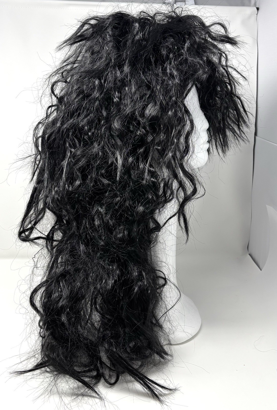 Punk Rock Long Messy Black Heavy Metal Hair Band Wig for 70’s 80’s Cosplay