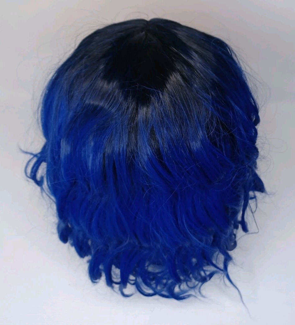 Shoulder Length Blue & Black Ombre Wig