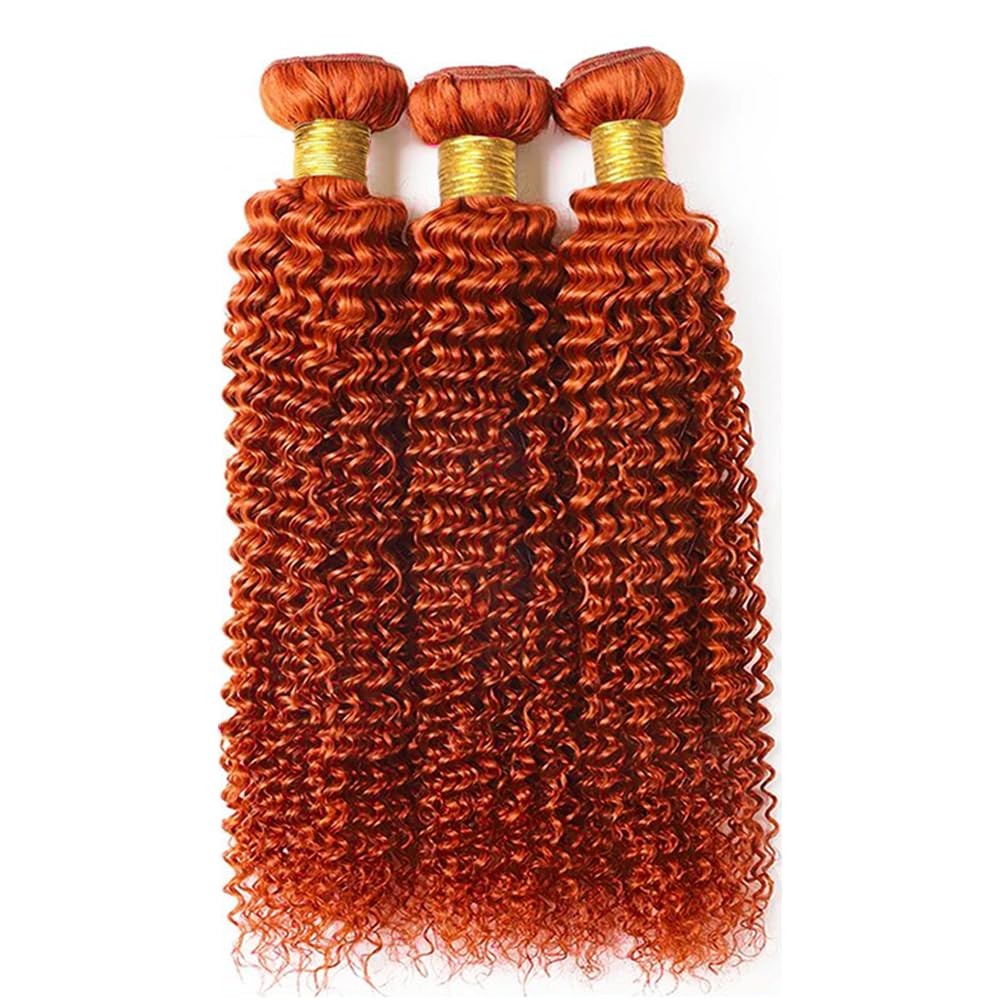 Fridnae 14 16 18 Inch Orange Bundle Color 350 Curly Wave Human Hair Bundles 8A