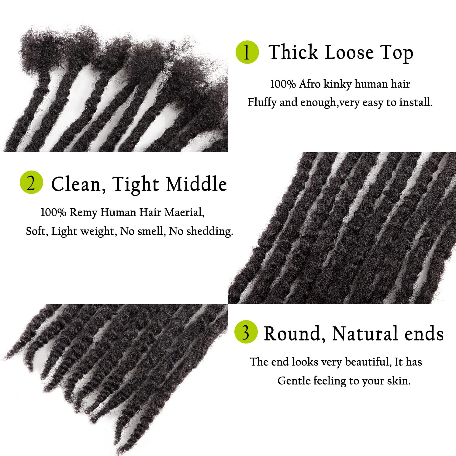 Orientfashion Textured Loc Extensions Human Hair8-16Inch 0.4Cm 0.6Cm And 0.8Cm