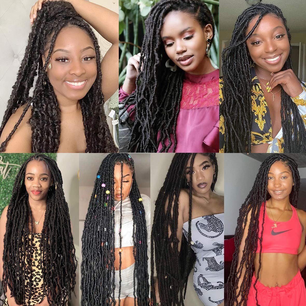 Leeven 24 Inch Goddess Soft Locs Crochet Hair 7 Packs Brown Pre-Looped Messy