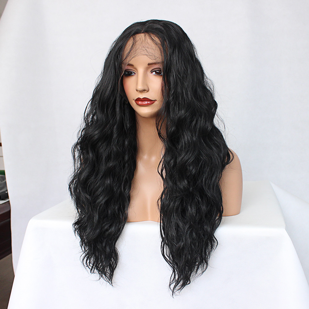 Water Wave Synthetic Lace Front Wig Baby Hair Glueless Heat Resistant Fiber Hair