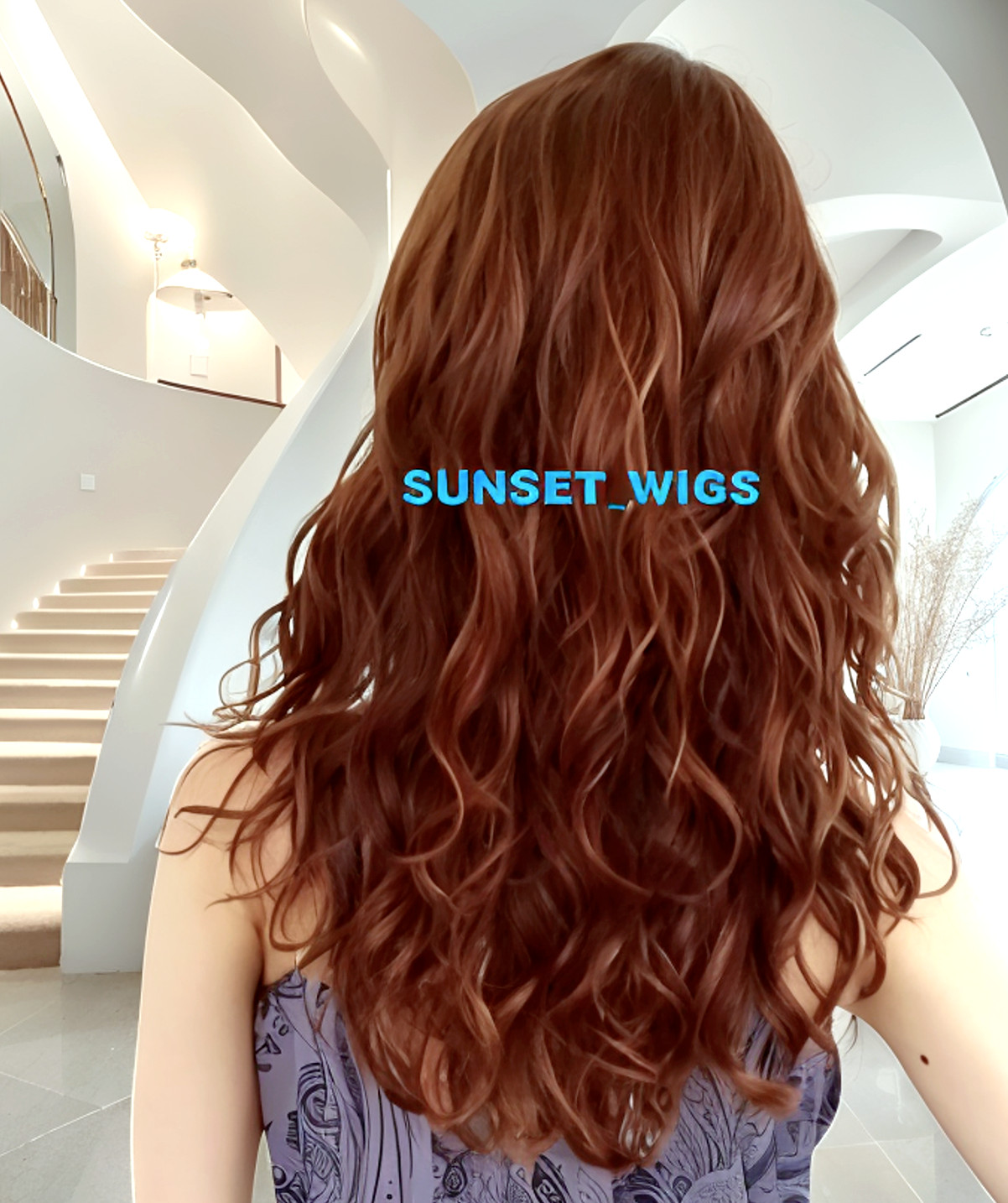 27″ FULL WIG LONG WAVY LAYERED SIDE SKIN PART AUBURN MIX #F30.27 HEAT OK