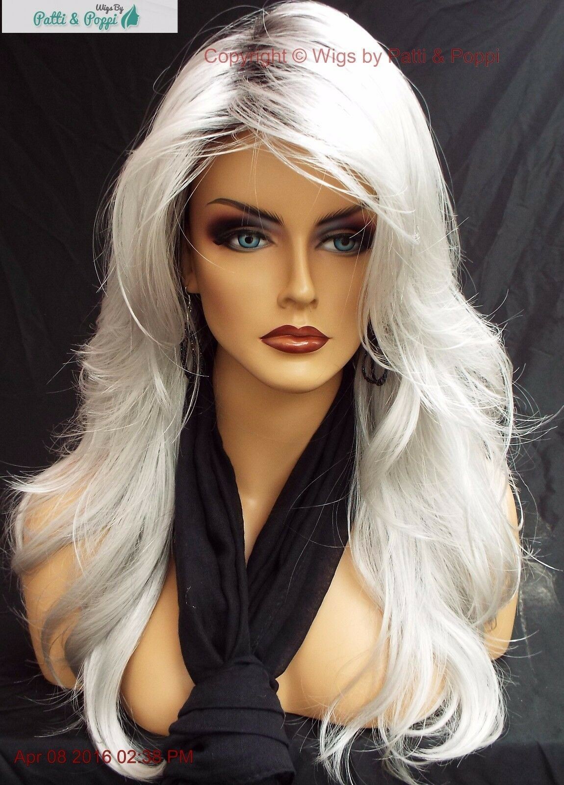 “ANGELICA” DESIGNER WIG ☆ #60 WHITE ROOTED ILLUMINA R LONG FLOWING WAVES SEXY