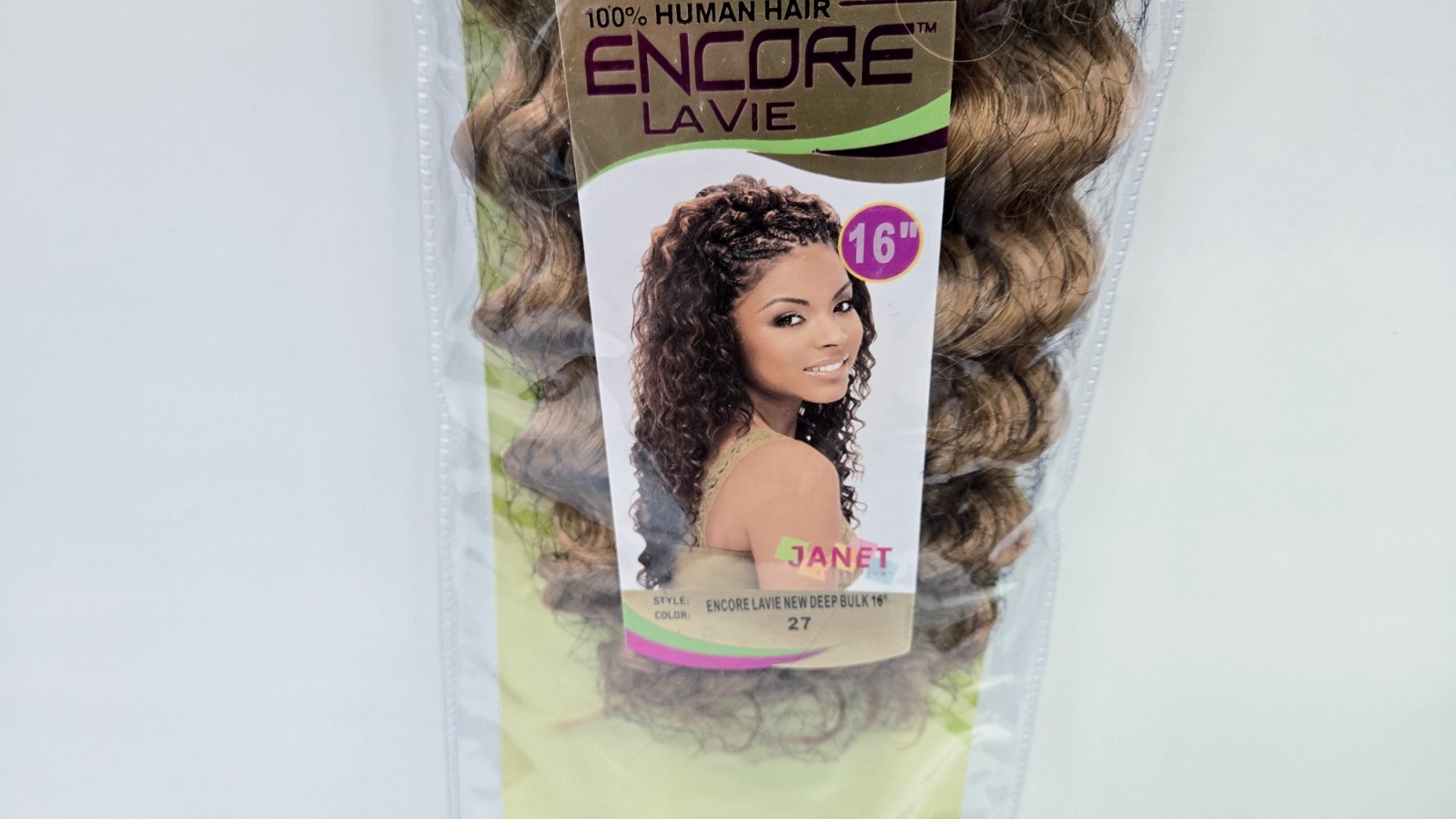 Janet Collection 100% Human Hair Crochet Braid Deep Bulk 16″ Color 27