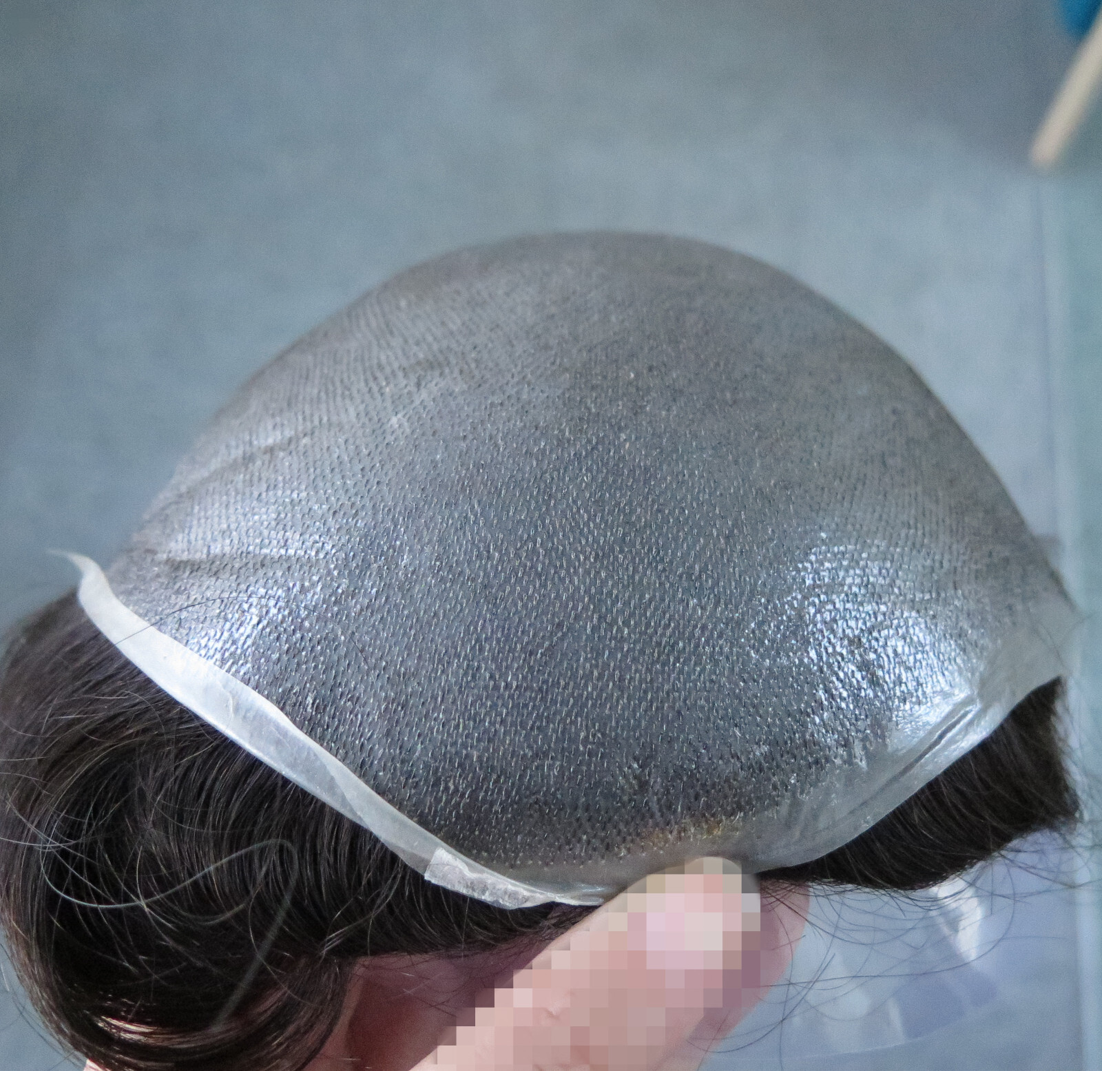 Mens 0.05mm Thin Skin Toupee Hair Replacement System Hairpieces Human Hair #1B