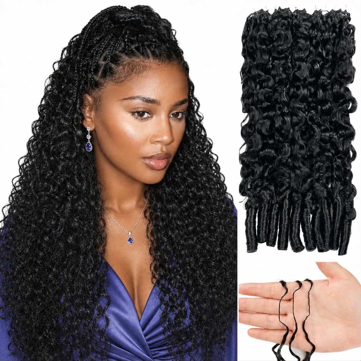 Alididi Mini Knots Natural Black Curly Remy Human Hair Crochet Braid 20” 100