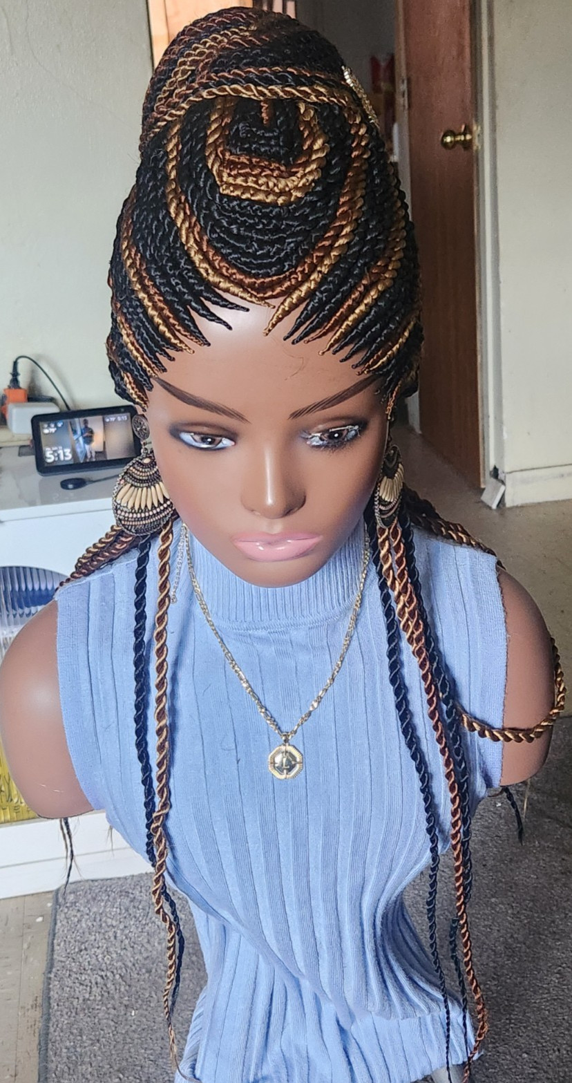 Fully hand braided senegale twist cornrows wig poney bout Multiple colors