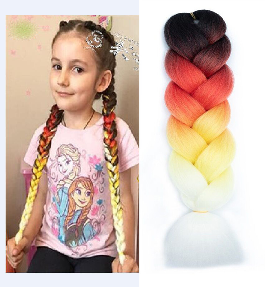 Coloured Twist Braids Synthetic Fiber Jumbo Braiding Black+Red+Yellow+White