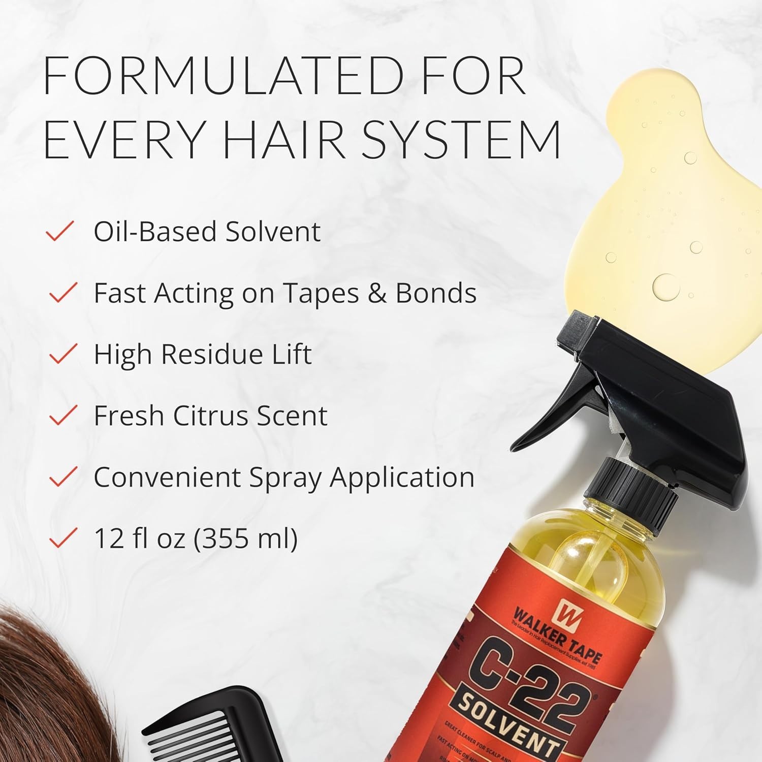 Gentle C-22 Adhesive Solvent Spray for Wig & Hair Extension Care – 12 oz