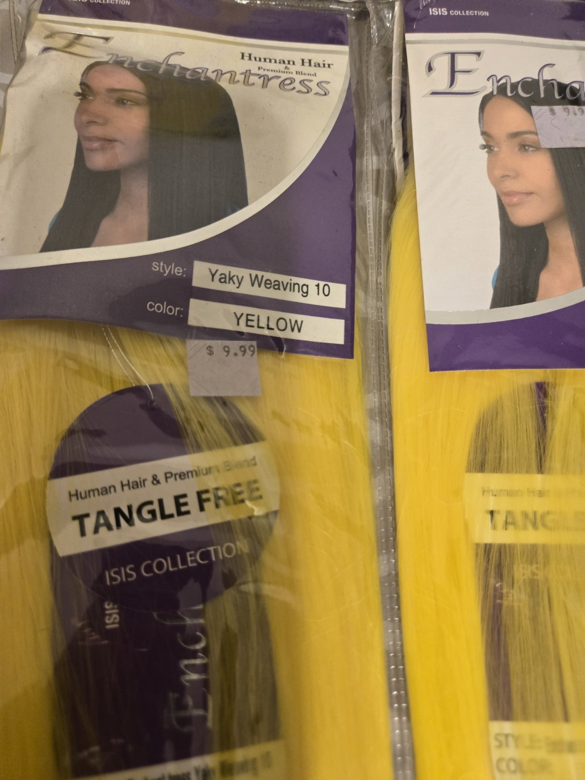 Isis Collection Enchantress Human Hair Yaky Weaving Tangle Free 10in Yellow 2pk