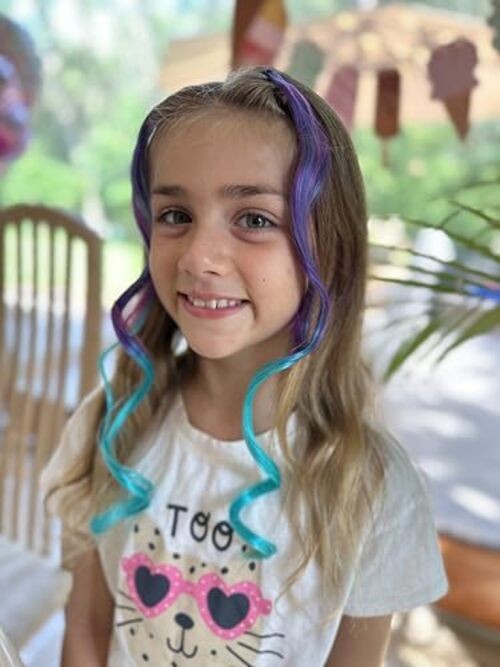 Mix Colored Hair Extensions for Kids, Girls Clip In Rainbow Multi Colors D