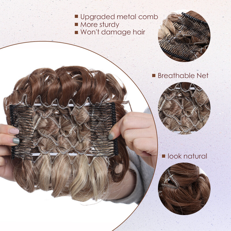 Messy Curly Extra Thick Bun Chignon Hair Piece with Comb Clip in Hair Extensions