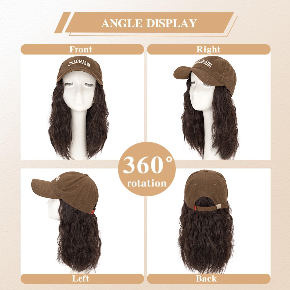 Denim Baseball Cap Hat Wig Hairpiece with Short Curly Casual Daily Wear Dating