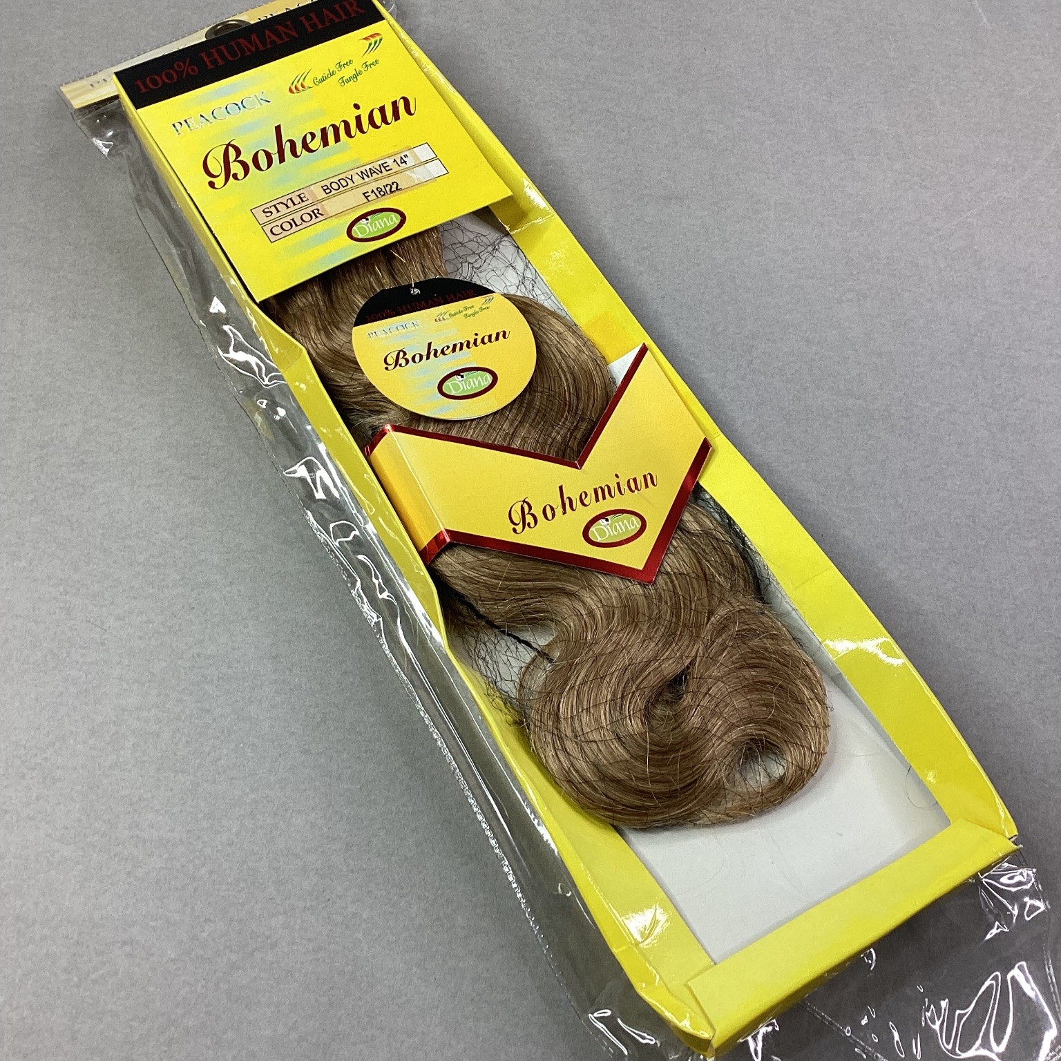 PEACOCK Bohemian Human Hair Extension Body Wave 14″ F18/22 Cuticle Free