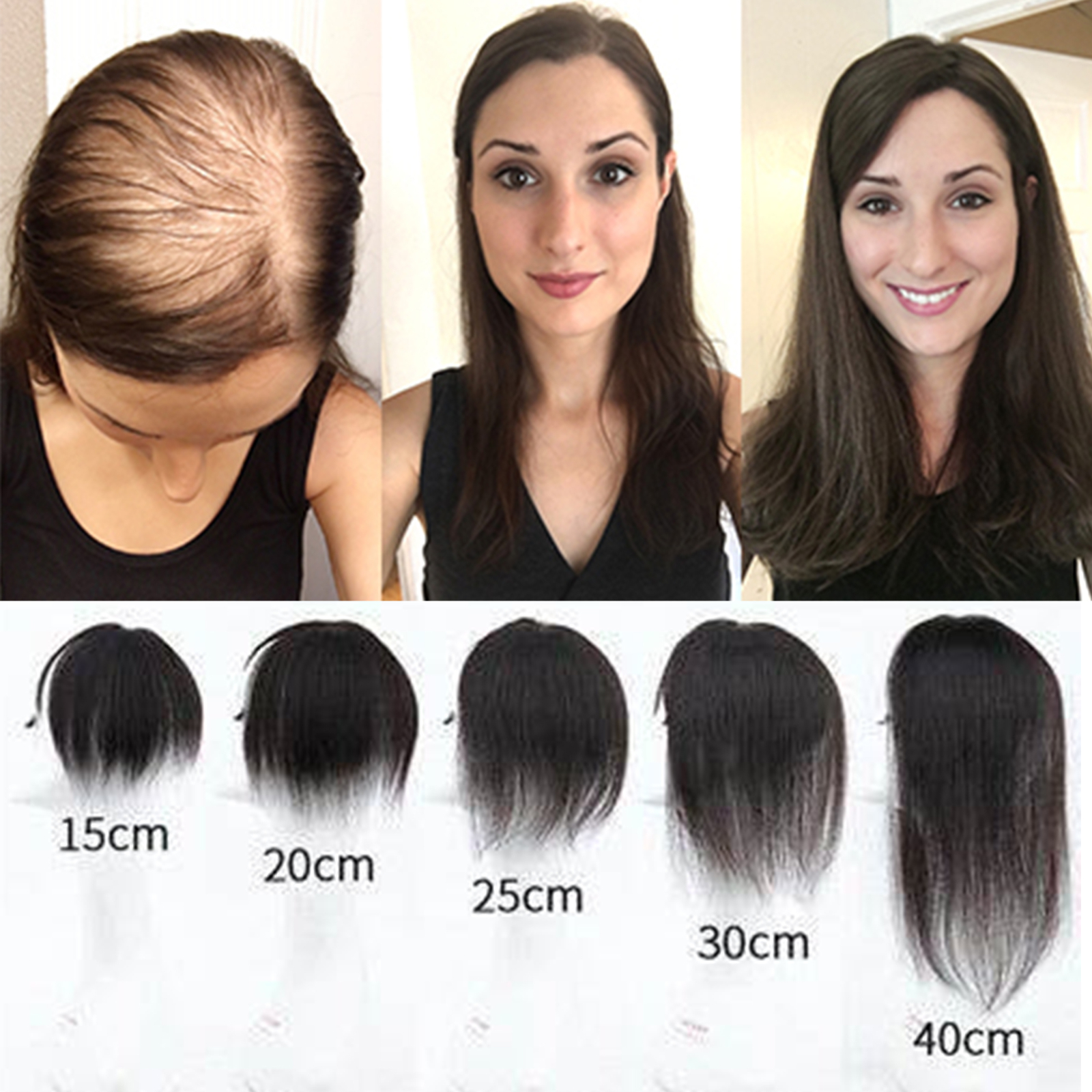 Top Topper Clip in Hairpiece 100% Real Remy Human Hair Toupee Silk Mono Base Wig