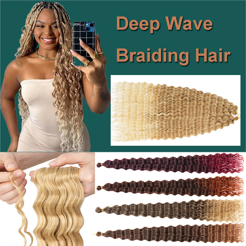 Boho Ocean Crochet Curly Braid Extensions Party Long-lasting Deep Wave Braided