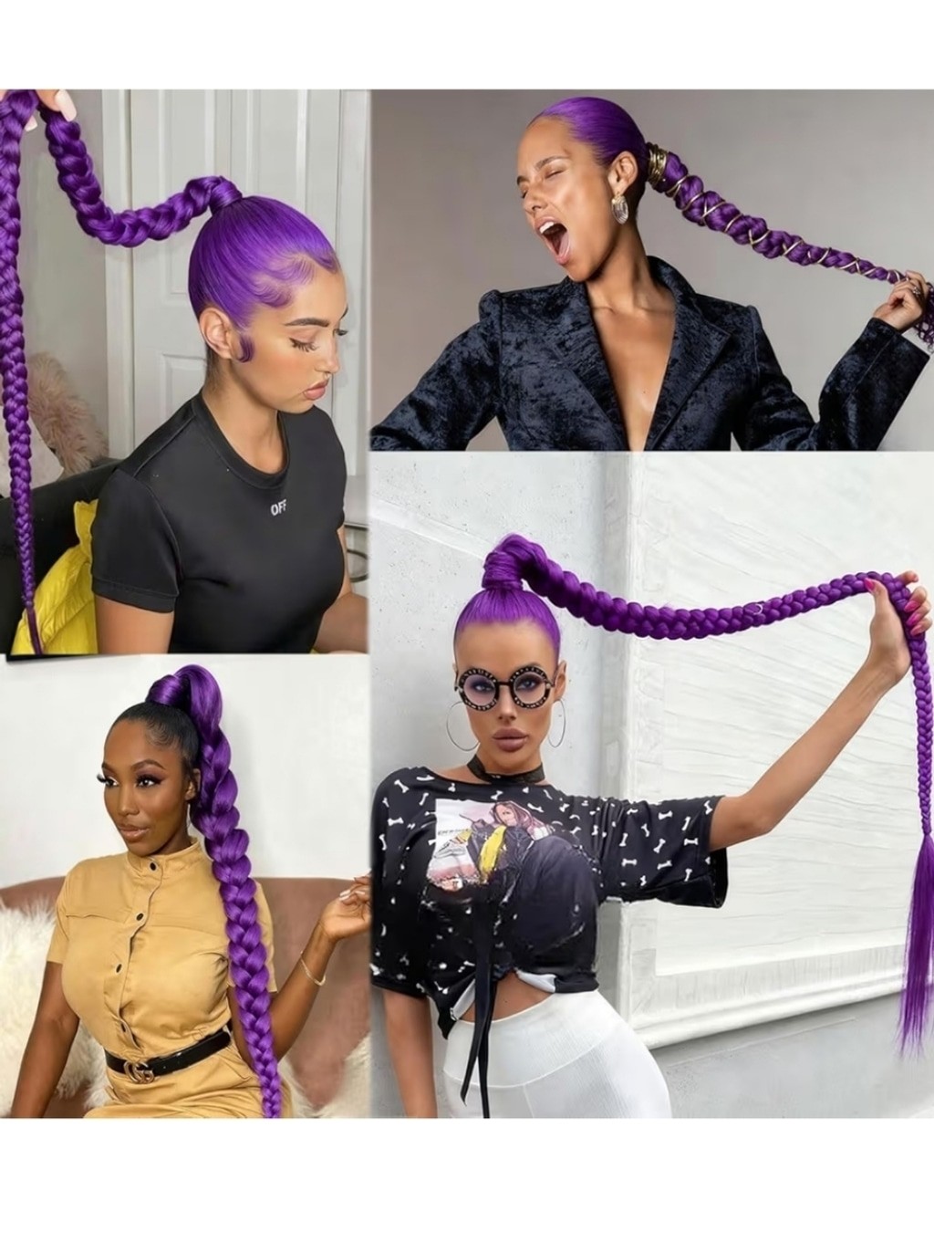 Vibrant Purple Braiding Hair Extensions – 2-Pack 24 Inches