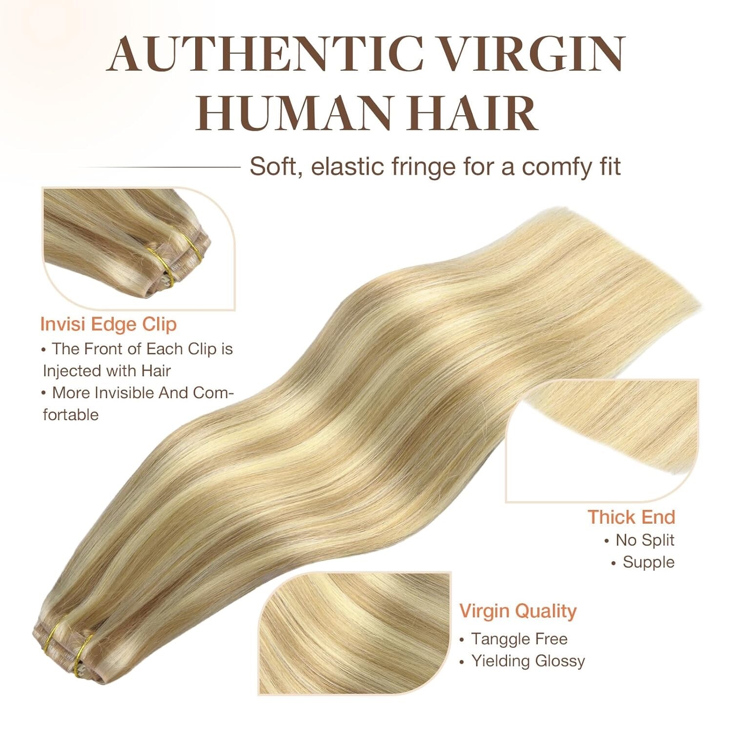 Invisi Edge Clip in Hair Extensions Set, 24inch 160g, 4pcs Injected GOO GOO