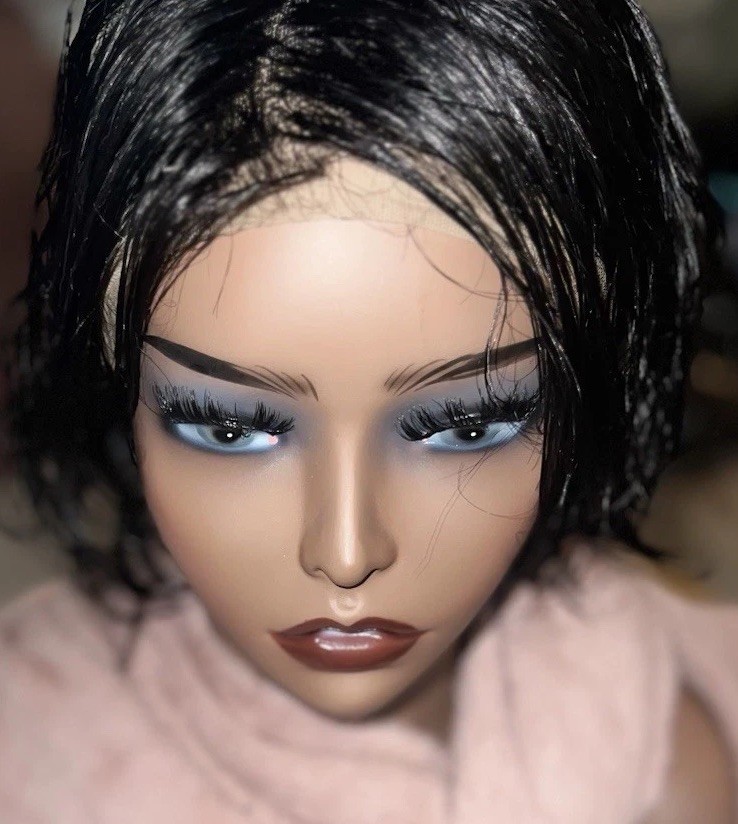 HD 100% BRAZILIAN-HUMAN HAIR WIG FREE PART #1 PIXIE LAYERED CUT MONO CAP -NEW
