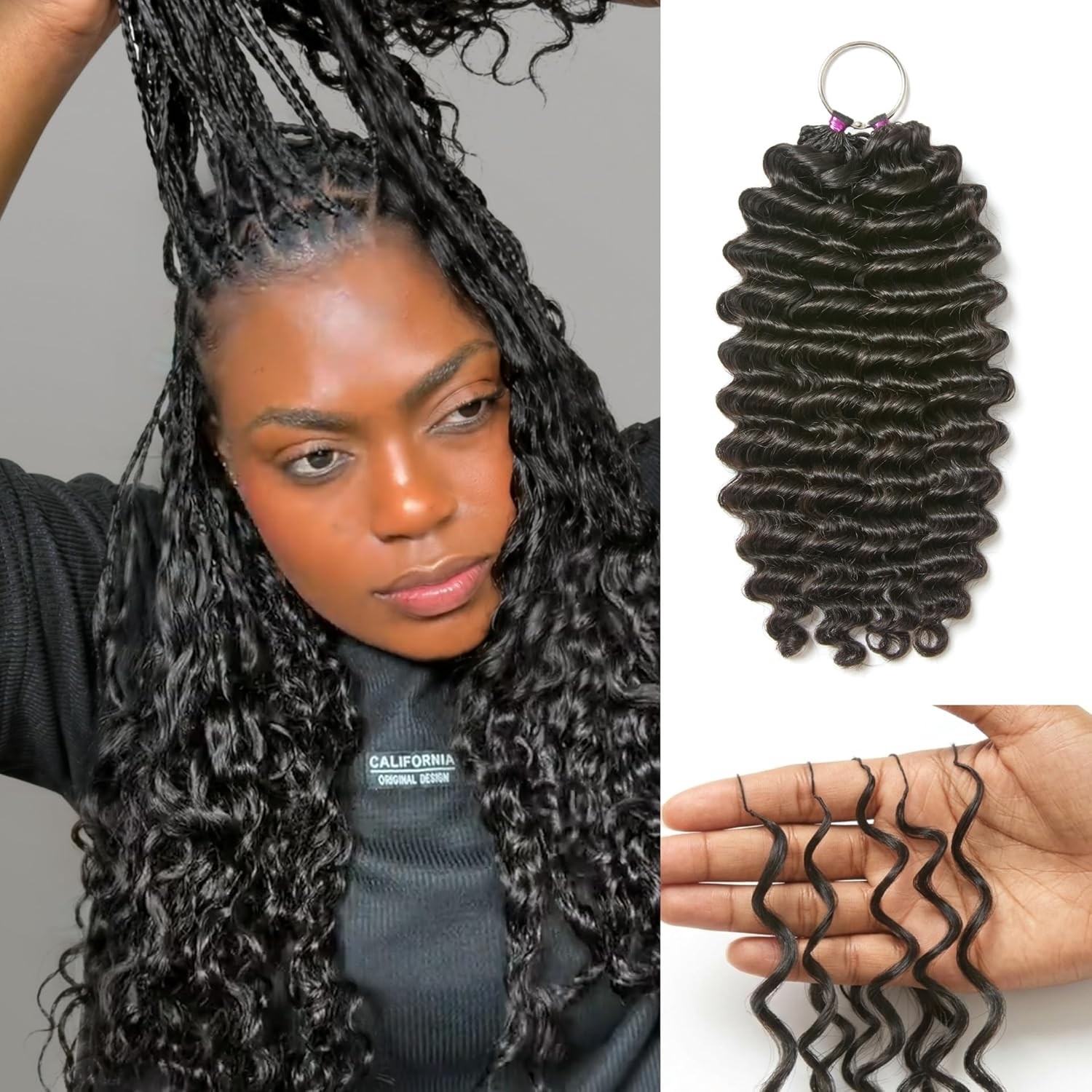 LUVME Deep Wave Crochet Hair for Black Women, 16 Inch 130g About 100 Strands, Pr