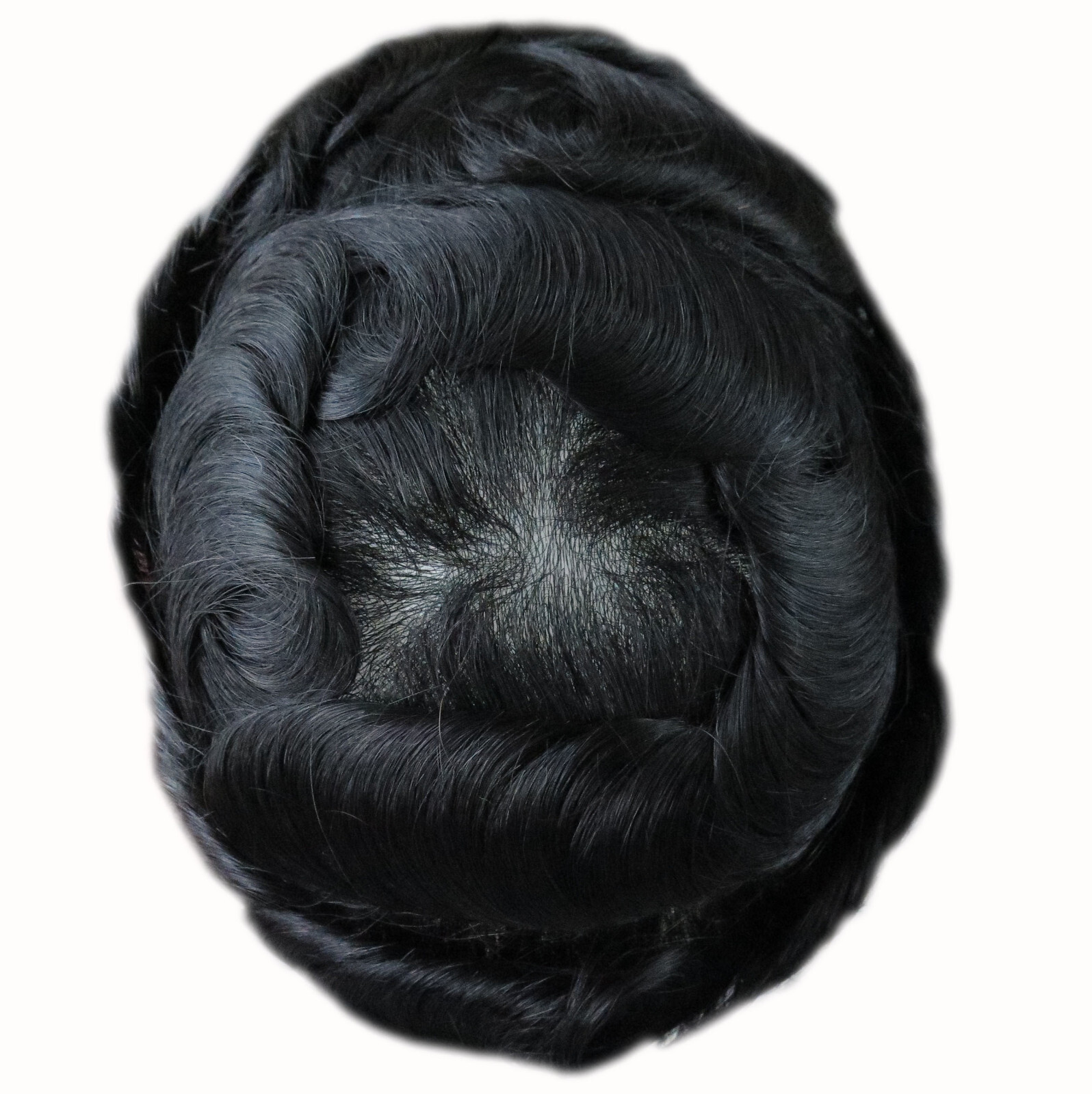 Super Thin Skin Mens Toupee Human Hair System 0.03mm Jet Black Hairpieces #1