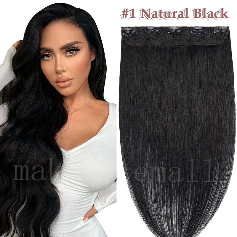 8″-24″ Clip In One Piece Real Remy Human Hair Extensions 3/4 Full Head Wefts USA