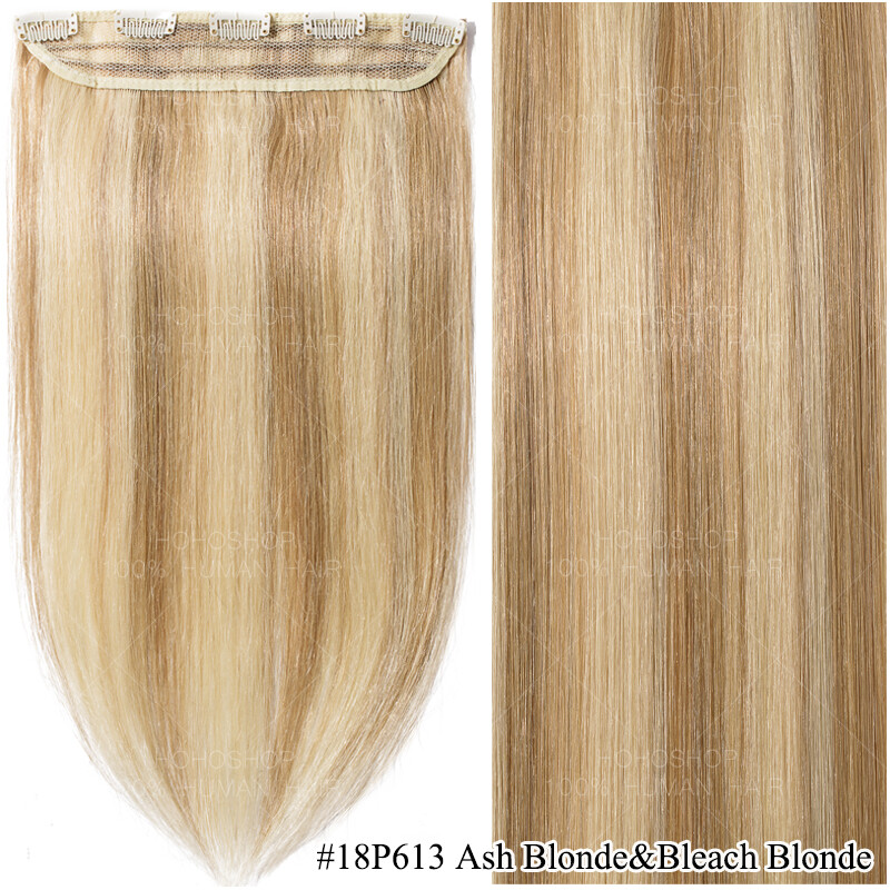 THICK One Piece Clip In REAL Remy Human Hair Extensions 3/4 Full Head Ombre Wavy