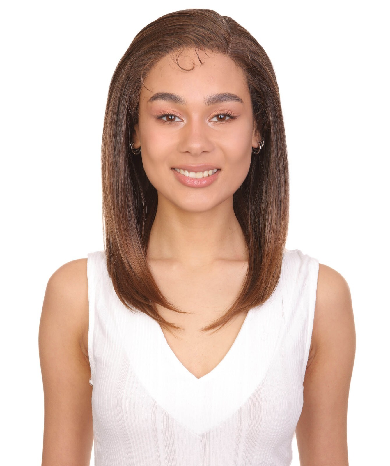 LUXLUXE Gabriell Straigh 18 inch Lace Front Wig, High Temperature Fiber, BL-0163