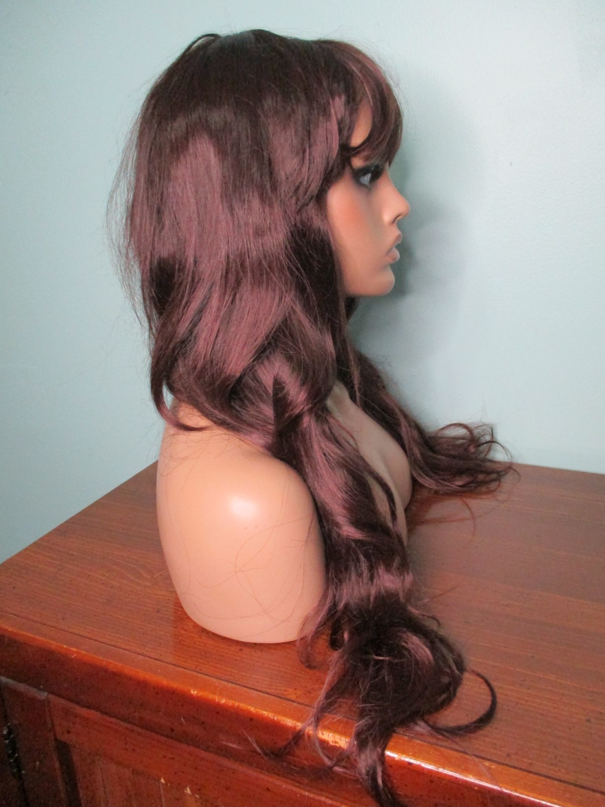 28″ dark brown brunette long straight WIG – NEW GIRL Jessica Day cosplay BANGS