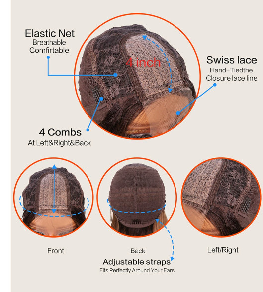 Short Bob Rooted Auburn Synthetic Hair Capless Wigs Women Natural Daily Wigs