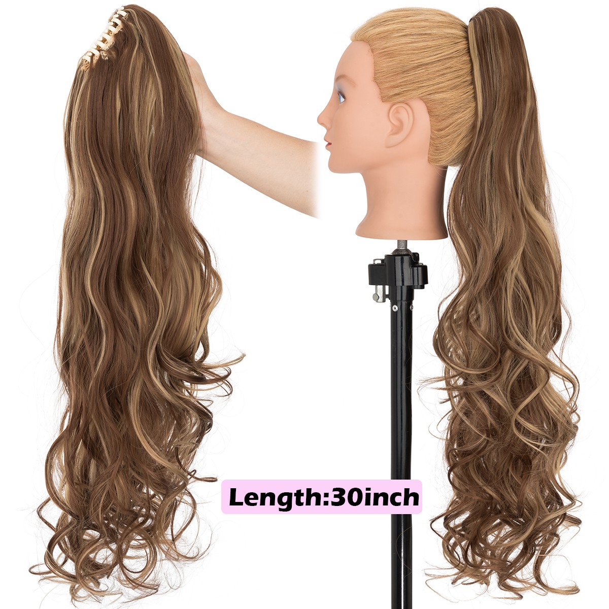 CLEARANCE Ponytail Hair Extensions Claw Clip In Long Hairpiece as Human Straight