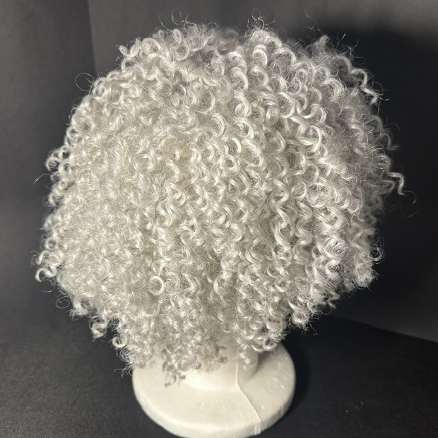 Femi Collection Grey Tight Curl Wig / 100% Synthetic / Non Flammable Fiber