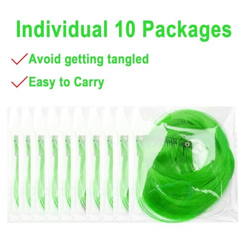 10 PCS Green Hair Extensions, Curly Wavy Synthetic Hairpieces Clip 10 PCS-Green