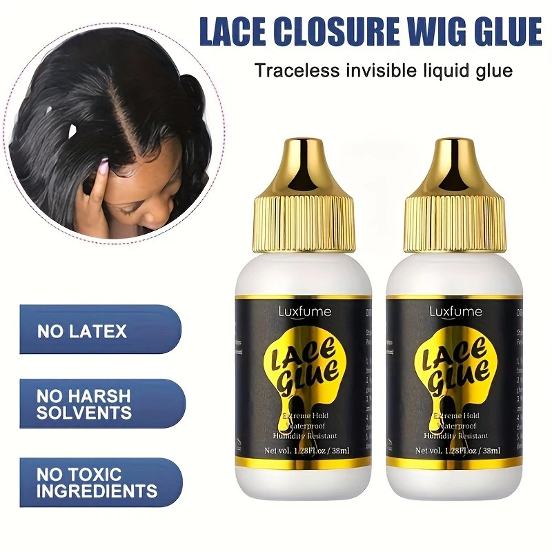 Waterproof Wig Lace Glue,Strong Hold Wig Glue Traceless,Sweat & Rain Resistant Q