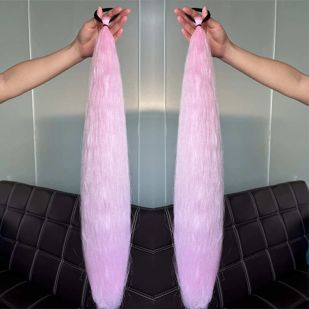 2Pcs Synthetic Straight Ponytail Hair Extensions With Elastic Hair Tie