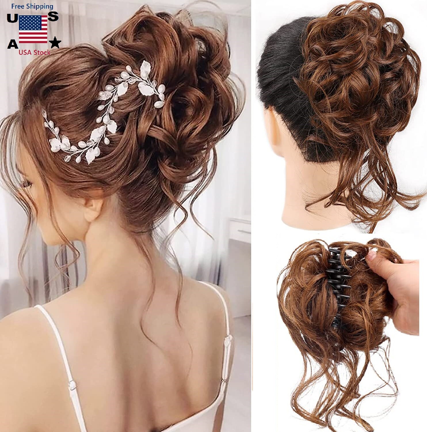 Messy Bun Hair Piece Scrunchie Updo Real Thick Hair Extensions as Human Hair USA