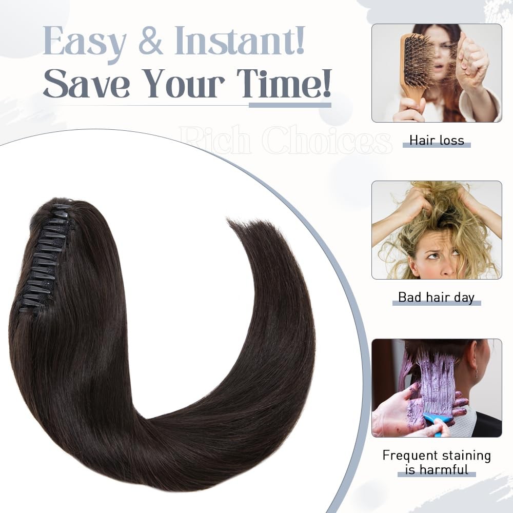 Rich Choices Claw Clip Ponytail Extension Real Human Hair Clip In Long Remy
