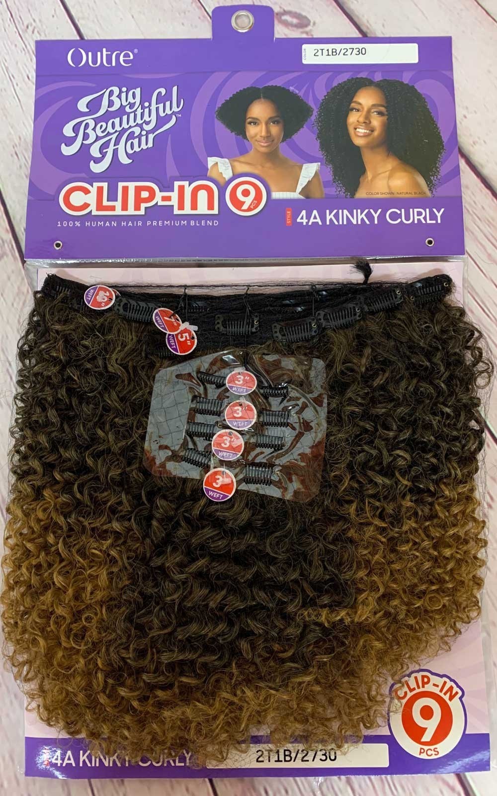 Outre Big Beautiful Hair Clip In – 4A KINKY CURLY, 2T1B/4730