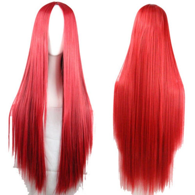 New 80cm Wigs Side Long Full Hair Costume Women Straight Sleek Bangs Cosplay